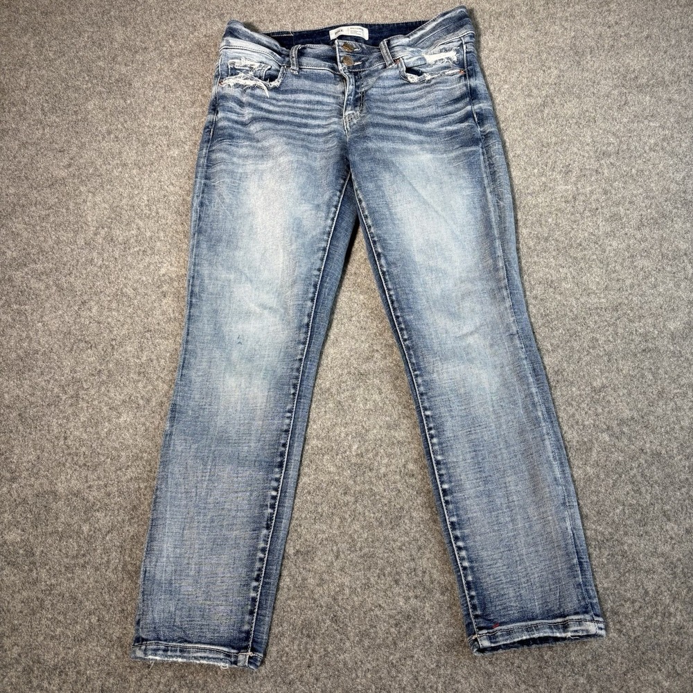 BKE Victoria Jeans‎ Womens 28 Mid Rise Ankle Skinny Distressed Stretch Denim